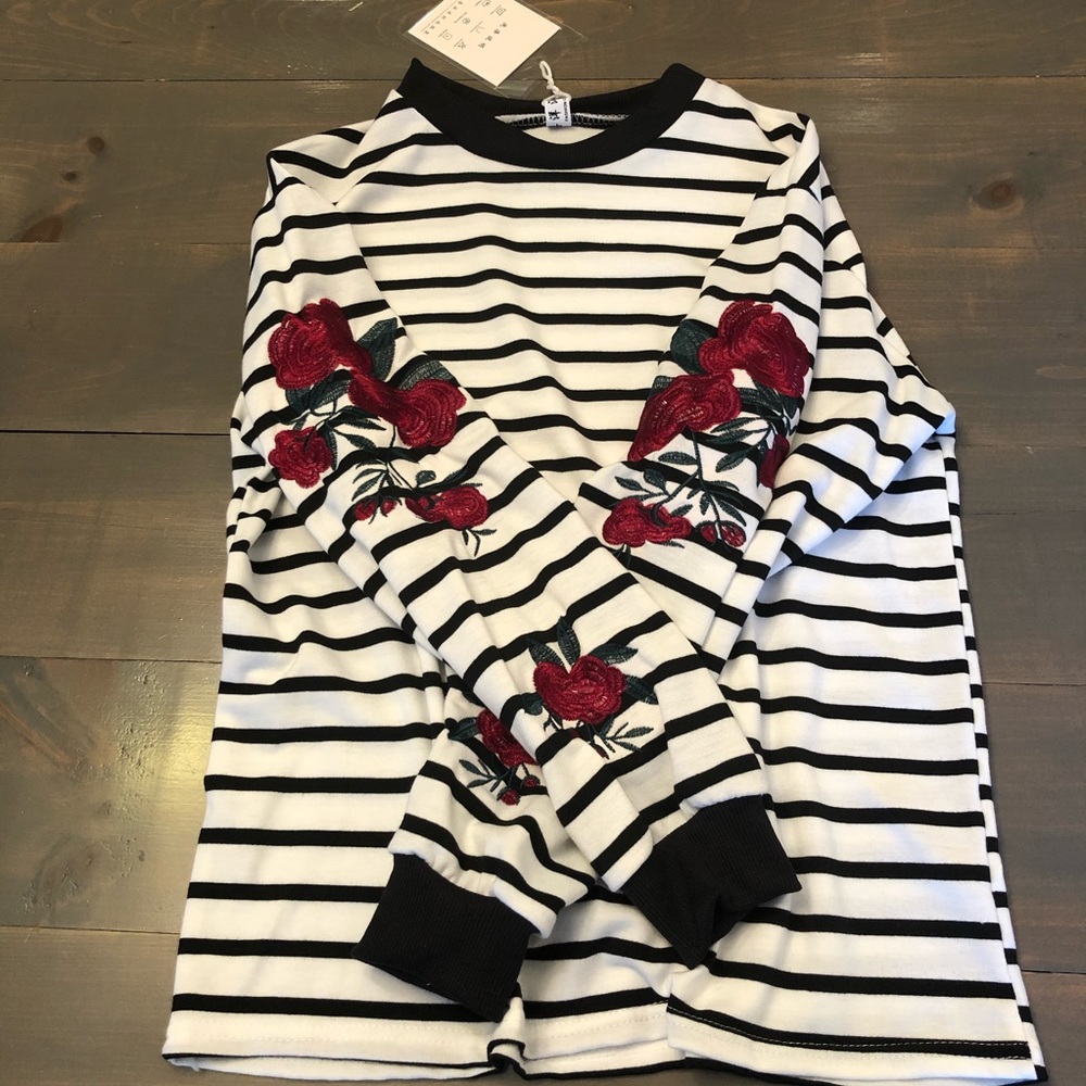 Embroidered Striped Top